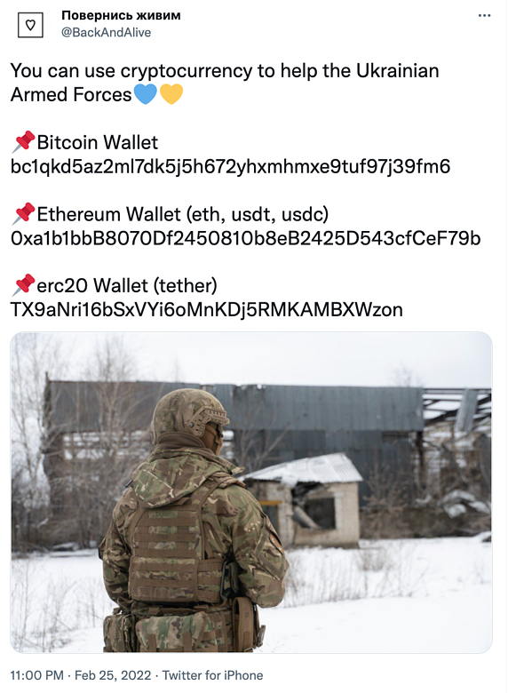 bitcoin donations to ukraine