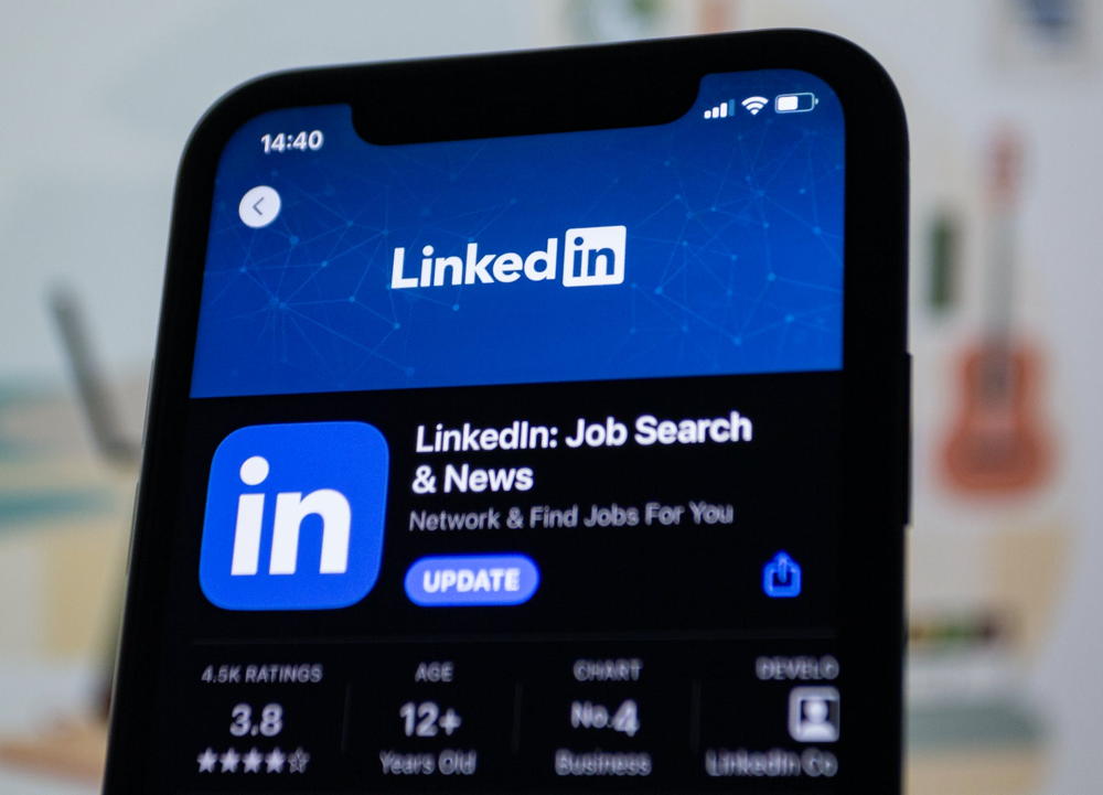 LinkedIn social network displayed on a smartphone