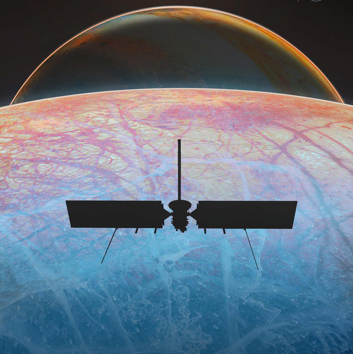 Illustration depicting NASA's Europa Clipper over Europa. Image credit: NASA